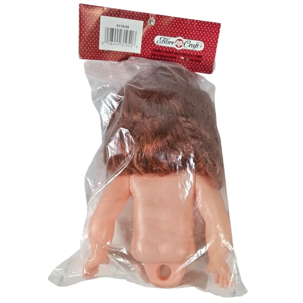 Vintage 1988 Fibre-Craft Pillow Doll 8 Inch Auburn Hair Sleepy Eyes No. 3119 NIP
